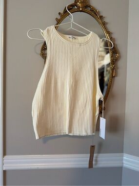 Reformation Ribbed Sweater Tank Top - Cream